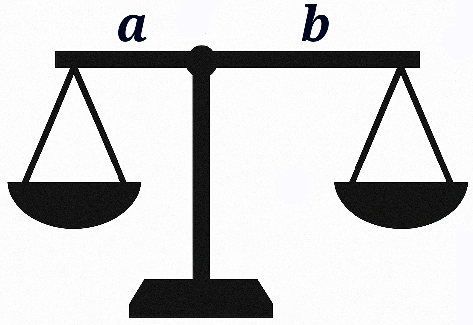 Obrazek ma ilustrowac rozdział o zastosowaniu średniej geometrycznej do ustalenia wyniku ważenia na wadze o nierównych ramionach Waga szalkowa o nierównych ramionach.