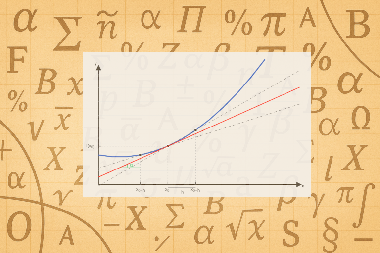 Ilustracja pochodnej, jako współczynnika kierunkowego stycznej do wykresu funkcji