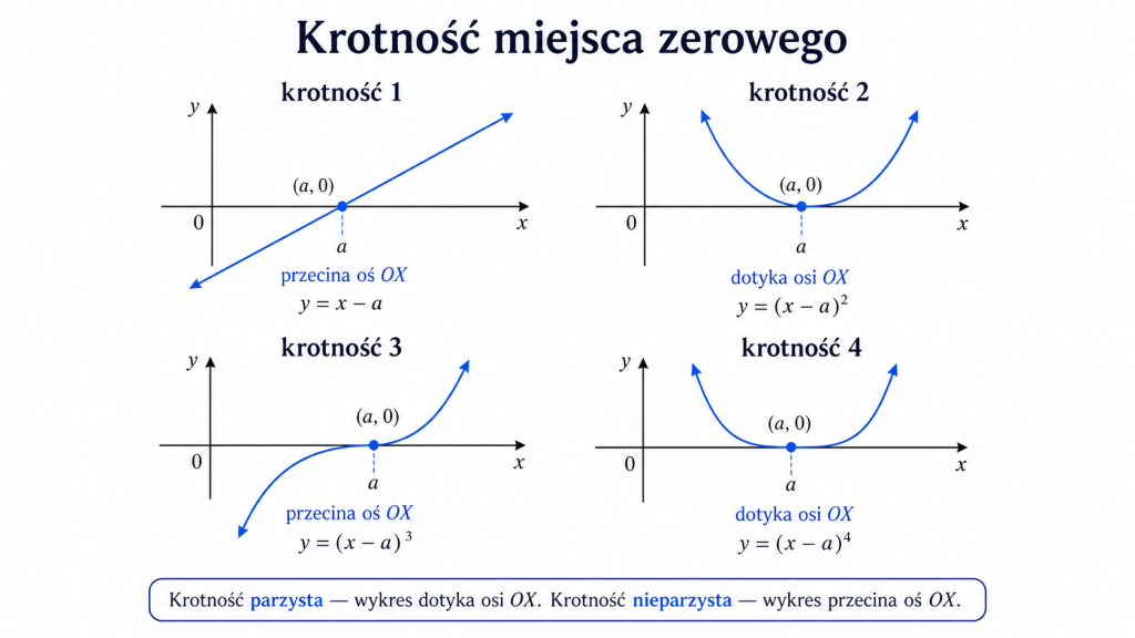 Krotność miejsca zerowego a zachowanie wykresu wielomianu