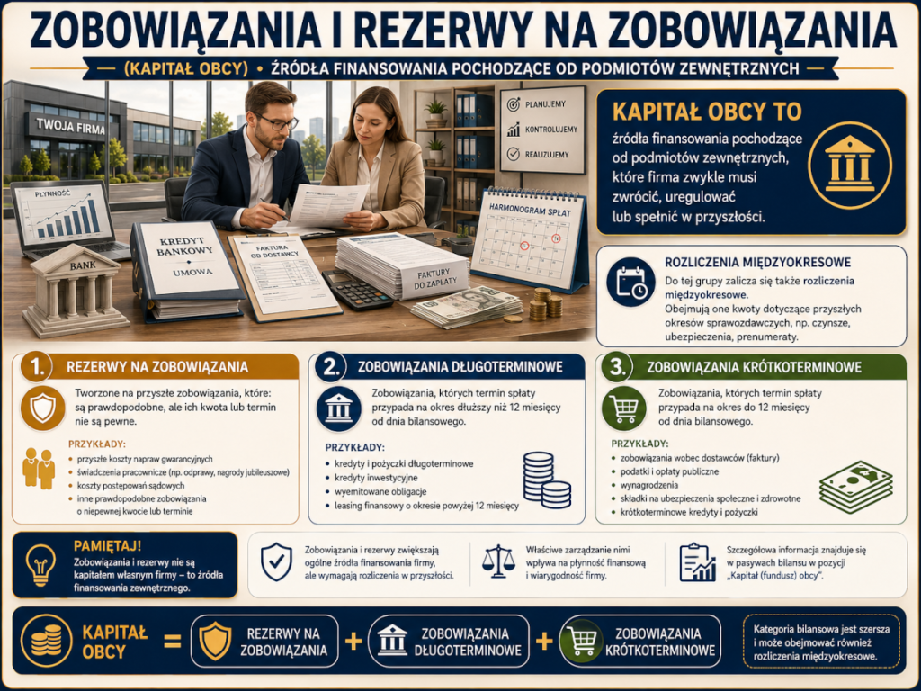Ilustracja przedstawiająca składniki zobowiązań i rezerw na zobowiązania.
