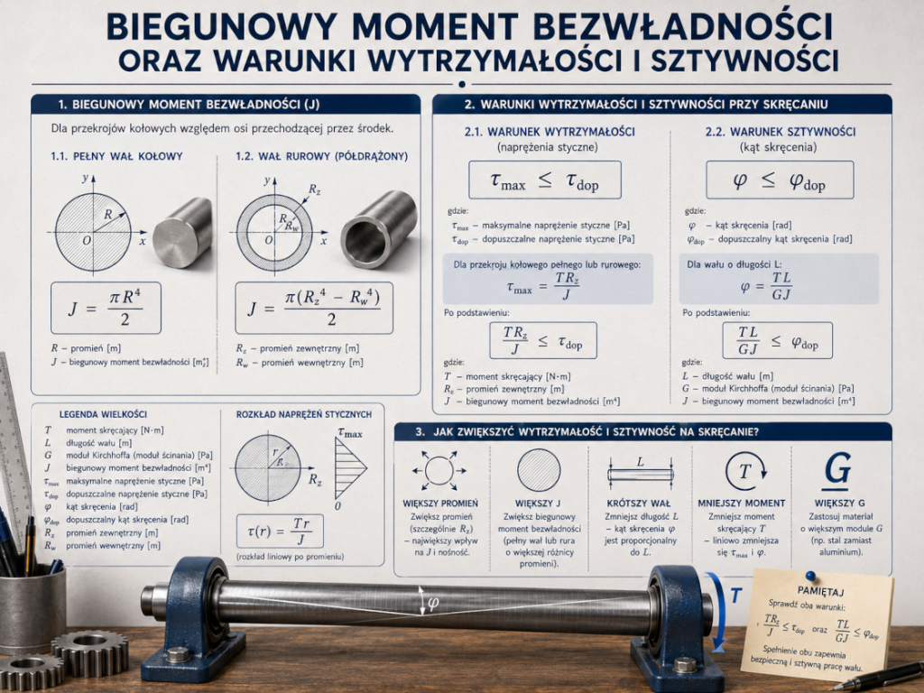 Biegunowy moment bezwładności przekroju kołowego i rurowego oraz warunki wytrzymałości i sztywności przy skręcaniu